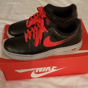 Nike Air Force 1 Black and Red Men's Shoes